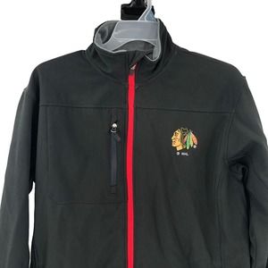 Chicago Blackhawks Jacket Men's Large Full Zip Black Windbreaker